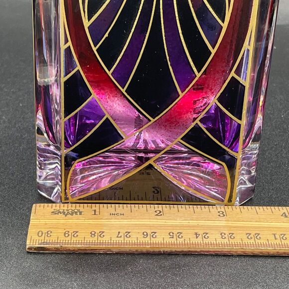 Beautifully Decorated Stain Glass Style Crystal Decanter Breast Cancer Awareness - Picture 11 of 12